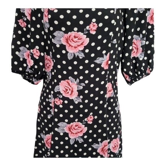 Forever 21 Polka Dot Dress Black Pink Flowers Girlhood Core Size M - Picture 5 of 7